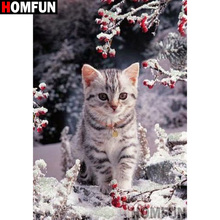 Алмазная картина HOMFUN «Кот», картина из страз 5D с полным заполнением, вышивка крестиком, декор «сделай сам», A07710 2024 - купить недорого