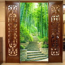 Personalizado 3d mural papel de parede verde bambu floresta trilha pintura moderna sala estar corredor entrada decoração para casa 2024 - compre barato