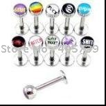 Free Shipping logo Straight Barbell Lip Piercing Labret Ring Fashion Body Jewelry 50pcs/lot Mixed Style 2024 - buy cheap
