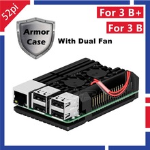 52Pi Raspberry Armor Case Aluminium Alloy Metal Case With Dual Fan Cooling Heatsink for Raspberry Pi 3B Plus (3 B+) / 3 Model B 2024 - buy cheap