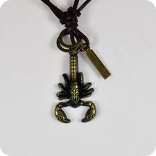 Scorpion Alloy Pendant Leather Necklaces Amulet Lucky Gift Cool Tribal Totem Fashion Jewelry 2024 - buy cheap