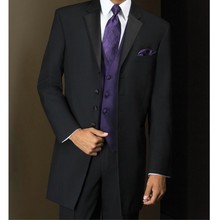 Tpsaade 2020 personalizado de alta qualidade três preto longo negócio terno masculino noivo vestido casamento único breasted (jaqueta + calças + colete) 2024 - compre barato