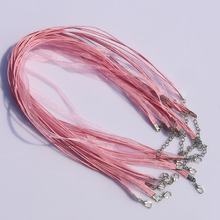 100pcs/lot 18 Inch Adjustable Pink Organza Ribbon Necklace Cord with Lobster Clasp For Charm DIY Jewelry Making 2024 - buy cheap