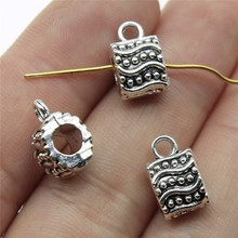 8 piezas espaciadores de tubo tallados cuentas gran agujero fianza para hacer joyería DIY encontrar encantos de color plata antigua 13x8x8mm 2024 - compra barato