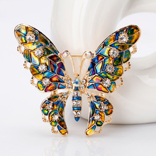 Broches de esmalte azul grande para mujer, broche de mariposa colorida con diamantes de imitación, regalos para mujer, accesorios de fiesta 2024 - compra barato