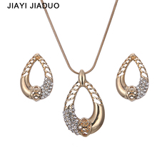 Jiayijiaduo-Conjunto de joyería para boda, collar y pendientes dorados, regalo de boda, 2017 2024 - compra barato