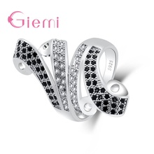 Очаровательные серебряные кольца в форме осьминога, обручальные ювелирные изделия, выложенные белым/черным цирконием, блестящие женские кольца 2024 - купить недорого