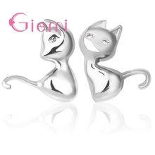 Small Cute Animals Top Quality Cats Shaped 925 Sterling Silver Stud Earrings For Girls Birthday Gifts Brincos Jewelry 2024 - buy cheap