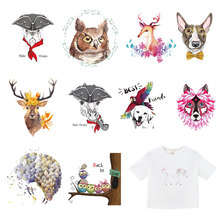 Lovely Animal Patch Iron on Transfers Dog Deer Patches for Clothing Heat Transfer Vinyl Stickers Stripes on Clothes DIY T-shirt 2024 - buy cheap