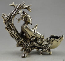 Estatua de plata del Tíbet para ancianos, estatua de rama de árbol decorada a mano antigua, coleccionable 2024 - compra barato