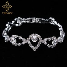 TREAZY-brazaletes de novia elegantes para mujer, pulsera de gota de agua de cristal con diamantes de imitación de Color plata para mujer, regalo de boda 2024 - compra barato