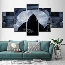 Pintura em tela com capuz grim reaper e preto foice 5 peças pintura da arte da parede modular papéis de parede cartaz impressão casa decoração 2024 - compre barato