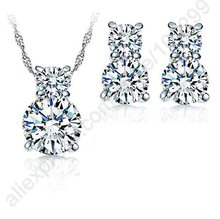 Cucurbit Charms Jewelry Sets 925 Sterling Silver Cubic Zirconia Necklace Stud Earrings Women Wedding Jewelry Sets Hot 2024 - buy cheap