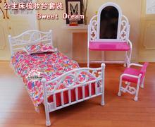 Оригинал для кровать для принцессы Барби мебель для спальни 1/6 bjd кукла аксессуары комод платье набор игрушка подарок 2024 - купить недорого
