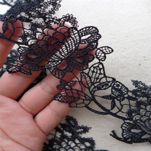 3 Yards Delicate Black Venice Lace with Rose Applique for Weddings Headbands, Sash Appliques lace Garments 2024 - buy cheap