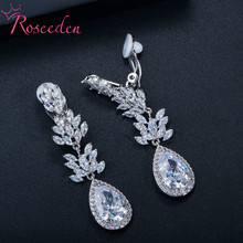 Fashion Noble Cubic Zirconia drop Earrings Paved Big CZ Wedding Earrings for Women RE3374 2024 - buy cheap