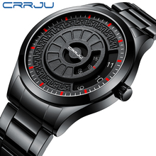 Crrju relógio masculino de marca luxuosa, relógio estilo exclusivo quartzo à prova d'água com mostrador grande esportivo retrô 2024 - compre barato
