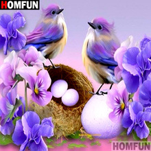 Homfun-Pintura de diamantes redondos/cuadrados 5D, cuadro artesanal completo de "pájaros y flores", bordado 3D, punto de cruz, decoración para el hogar, regalo A10971 2024 - compra barato