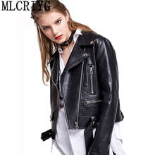2019 New Arrial Women Autumn Spring Faux Leather Jackets Lady Fashion Motorcycle Coat Biker Pu Leather Slim Jacket Outwear L120 2024 - buy cheap