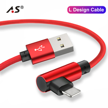 A.S 90 Degree USB Data Fast Charger Cable for iPhone X XR XS MAX 5 5S SE 6 S 6S 7 8 Plus iPad Phone Long Cord Charge 1M 2M 3M 2024 - buy cheap