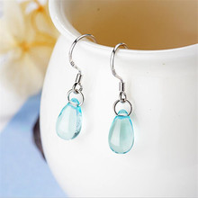 New Arrival Female Fashion Literary 925 Sterling Silver Jewelry Dream Blue Crystal Drop Shaped Dangle Earrings  SE503 2024 - buy cheap