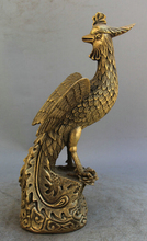 fast shipping USPS to USA S1900 10" Chinese Brass animal phoenix fung-hwang Feng Huang Bird sculpture Statue 2024 - buy cheap