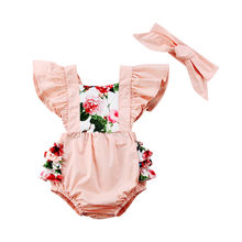 2 pçs do bebê recém-nascido menina floral roupas babados manga volta cruz tutu rodapé flor macacão outfits sunsuit roupas 2024 - compre barato