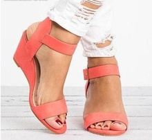 Sandálias de plataforma feminina cunhas de salto alto fivela cinta sapatos romanos sandálias senhoras sandálias de verão sólido 2019 2024 - compre barato