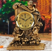 Decoración de resina de estilo europeo para el hogar, artículos de decoración de estilo de vida, arpa de Ángel creativa, reloj para sala de estar, 8016 2024 - compra barato