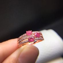 Ruby ring Free shipping Natural and real ruby 925 sterling silver Fine jewelry  3*4mm 3pcs 2024 - buy cheap