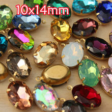 36pc 10x14mm oval  glass crystal Vintage  Rhinestone single Daggle Beads pendant with gold copper casting connectors 2024 - buy cheap