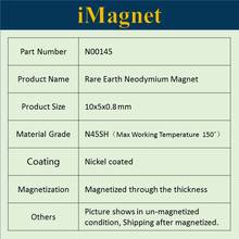 N00145 20pcs N45SH Block Rare Earth Neodymium Magnet,10x5x0.8mm,Cuboid Ndfeb Magnet ,Magnet for refrigerator,Fridge Magnet 2024 - buy cheap