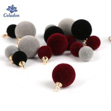 8/12mm Velvet Cover Round Ball Beads Multiple Color Pompom Bead Pendant Earring Charm for Diy Jewelry Making Accessory 2024 - buy cheap