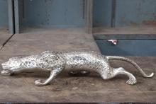 Chinese White Copper Silver Ferocious Leopard Panther Catamount Cheetah Statue 2024 - buy cheap