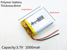 Bateria de íon de lítio polímero, 3.7v, 1000mah,[803040] plib; gps, mp3,mp4,mp5,dvd, modelo de brinquedo 2024 - compre barato
