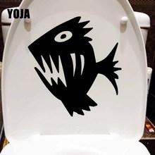 YOJA 22.1X23.7CM Funny Cartoon Toilet Sticker Piranha Fish Pirana Caribes Wall Decal T5-0315 2024 - buy cheap