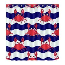 72'' Bathroom Waterproof Fabric Shower Curtain 12 Hooks Bath Accessory Sets Nautical Pattern Cute Crabs And Striped Background 2024 - buy cheap