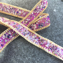 pink Rhinestone Beaded lace trim Diy craft clothing decorative accessories iron on lace trimming motif patches for clothing 2024 - buy cheap