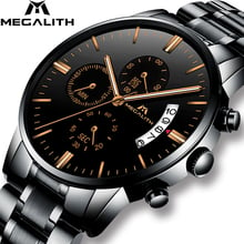 MEGALITH мужские часы Топ бренд класса люкс водонепроницаемые Chronogra наручные часы Дата Календарь Часы мужские военные спортивные Horloges Mannen 2024 - купить недорого