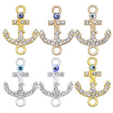 6 pcs moda evil eye conector navio com o objetivo de forma de cruz evil eyes jóias diy acessórios encontrados handmade pulseiras atacado 2024 - compre barato