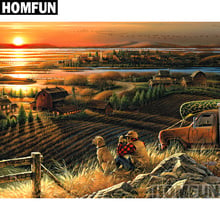 HOMFUN Full Square/Round Drill 5D DIY Diamond Painting "Sunset scenery" Embroidery Cross Stitch 3D Home Decor Gift A00806 2024 - buy cheap