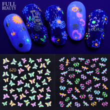 24 Design Luminous Series Foil Nail Art Stickers Butterfly Flower 3D Sliders Decals Nail Manicure Decoration Sticker Set CHS1-24 2024 - buy cheap