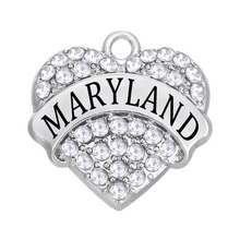 Модный кристалл инкрустация металлическое сердце Мэриленд кулон для города лейбл бутик ювелирные аксессуары 2024 - купить недорого
