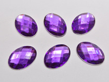 100 Dark Purple Flatback Acrylic Rhinestone Oval Gems 13X18mm No Hole 2024 - buy cheap