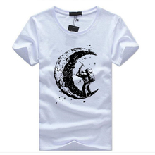 Sunmmer-camisetas de algodón con estampado de Luna para hombre, camisa de manga corta con cuello redondo, informal, de marca, talla 5XL 2024 - compra barato