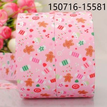 5 yard 1-1/2" (38mm) pink Christmas gift print grosgrain ribbon tape DIY handmade hairbow ribbon free shipping 2024 - buy cheap