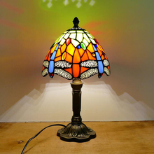 WOERFU 20 см настольная лампа Тиффани E27 в стиле стрекозы лампа с основанием из смолы креативная Модная ретро настольная лампа 2024 - купить недорого