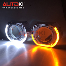 AUTOKI-luces LED de Ojos de Ángel para coche, dispositivo deportivo HID, Bi xenón, lentes H4 H7, intermitente, blanco y ámbar, novedad de 2,0, X5-R 2024 - compra barato