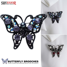 Lovely Crystal Butterfly Brooches for Women Enamel Pins Metal Accessories Inlay Rhinestone Brooch Men Badge Fashion Jewelry Gift 2024 - buy cheap