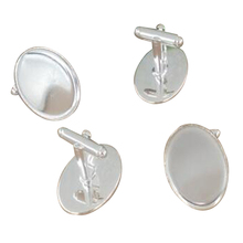 Wholesale Silver Bezel Cufflinks Blanks Oval Cuff Links Match 18x25mm Cabochon Set CL028 2024 - buy cheap